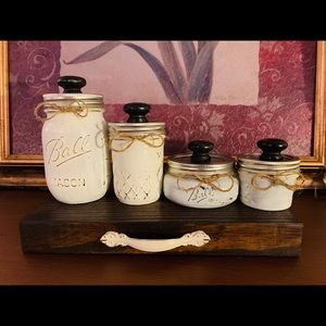 Mason jar kitchen canister set with the stand.